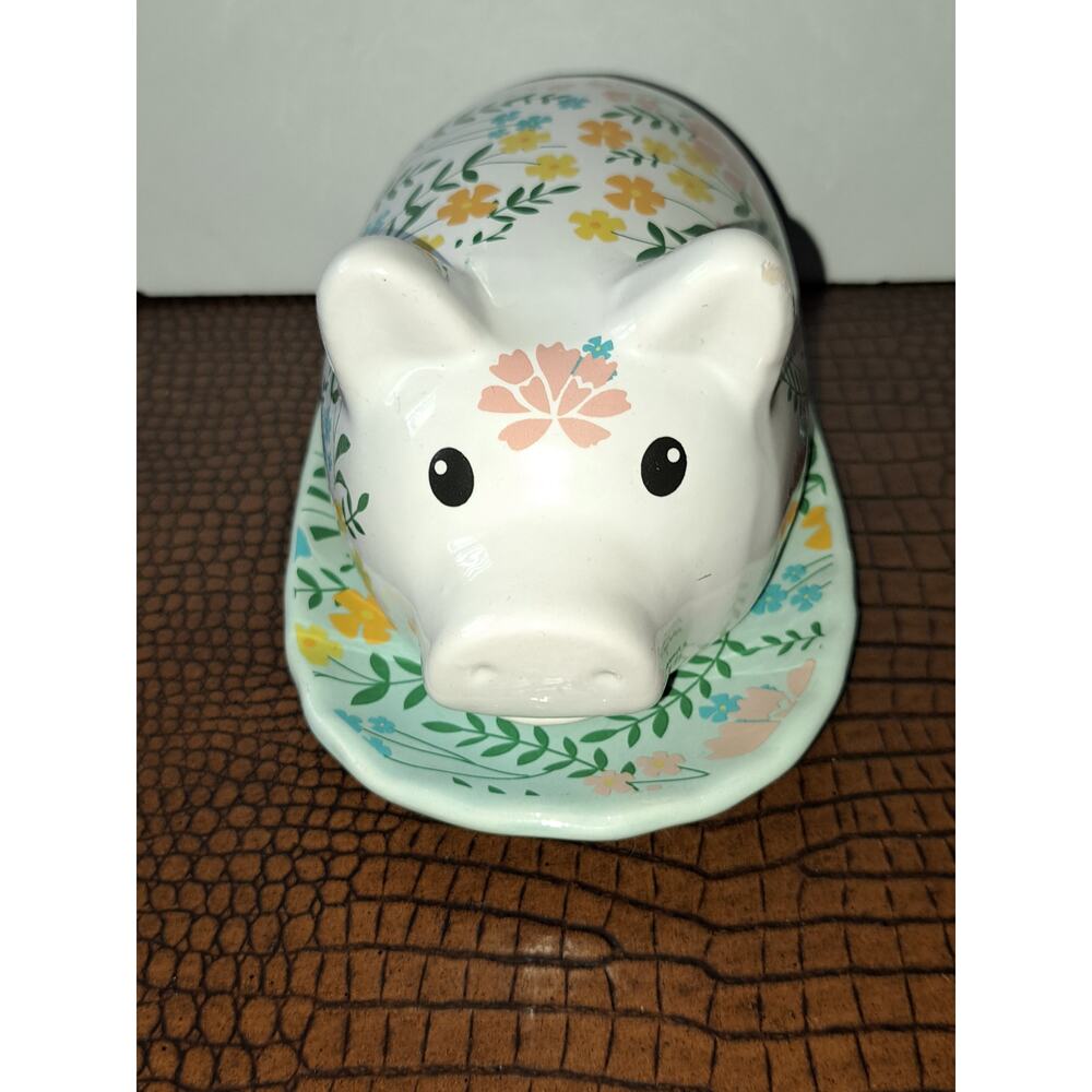 Ceramic Floral Pig Butter Dish